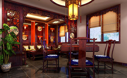 广饶古典中式风格茶楼包间设计装修效果图